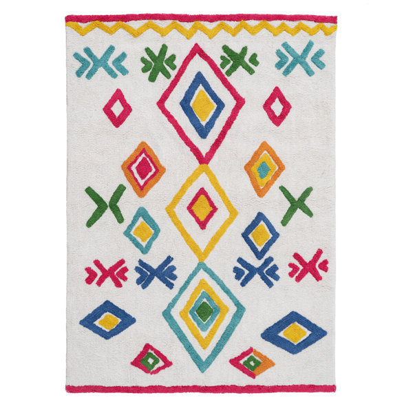 Harriet Bee Theresia Cotton Red/Blue/Green Rug Wayfair.co.uk